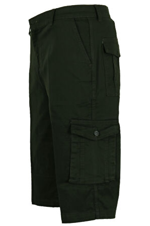 Erkek Keten Kapri Kargo Cep Bermuda Regular RAR01353