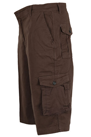 Erkek Keten Kapri Kargo Cep Bermuda Regular RAR01354