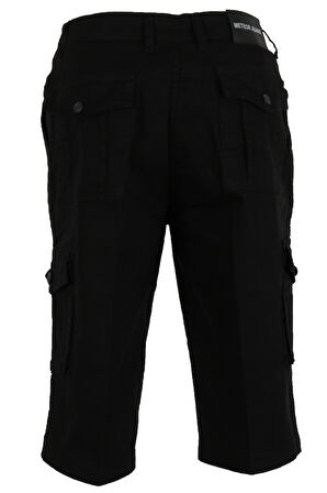 Erkek Keten Kapri Kargo Cep Bermuda Regular RAR01355