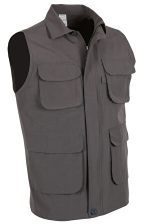 Erkek Keten Yelek Reguler Fit Yakalı Gri Renk RAR01356