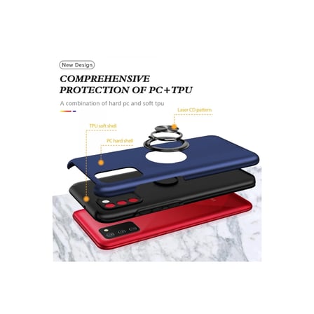 Samsung Galaxy A02S Kılıf Elit Yüzüklü Kapak - Lacivert