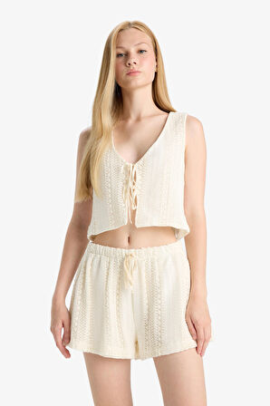 Coool Loose Fit V Yaka Triko Görünümlü Atlet