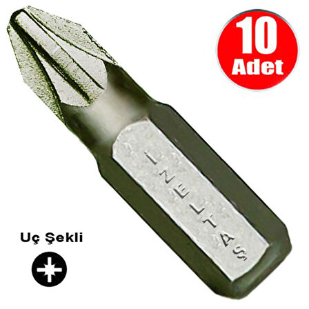 İzeltaş Bits Uç Yıldız Matkap Vidalama Ucu Pz2 x 25 mm - 10 Adet