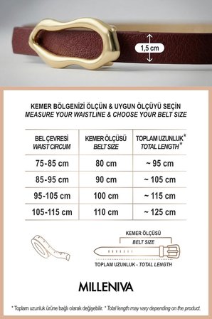 Soyut Elips Gold Tokalı Bordo İnce Kadın Kemer 1.5 cm