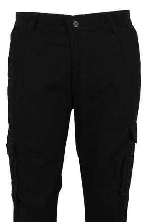 Erkek Keten Kargo Pantolon Siyah Renk RAR01442