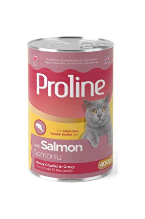 Proline Somonlu Gravy Yetişkin Kedi Konserve Maması 400 gr x 12 Adet