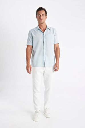 DeFacto Regular Fit Yazlık Polo Yaka Basic Düz Kısa Kollu Gömlek D4497AX24SMTR284