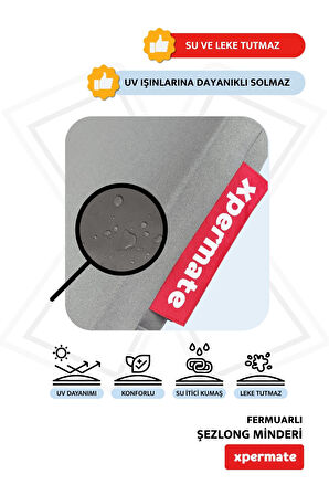 XPERMATE Fermuarlı Şezlong Minderi Su Geçirmez Kumaş Katlanır Şezlong Minderi Katlanabilir Plaj Minderi 60x180x5 Antrasit