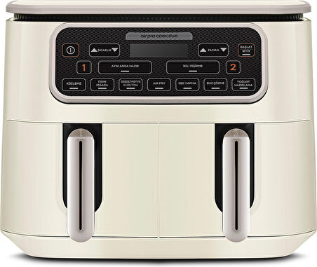 Karaca Air Pro Cook Duo Köz Xxxl 4+4 Litre Airfryer İconic Beige 8 Kişilik