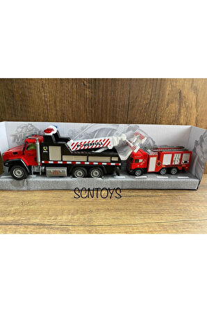 Oyuncak Die Cast Sesli Kamyon Metal Oyuncak Çekici Itfaiye Sesli Işıklı Oyuncak Kamyon