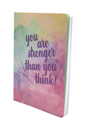 128 Yaprak Çizgili Zemin Renkli Defter You Are Stronger 15 x 21 cm