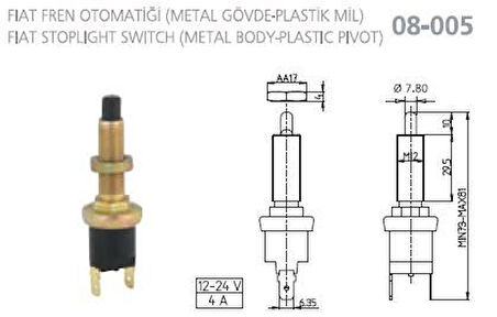 FREN MÜŞÜRÜ FIAT (METAL GÖVDE -PLASTİK MİL)