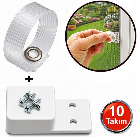 Aletçantam Sineklik Kulp Seti Şeffaf Tutma Halkası Kaldırma Çekme Kulbu Takoz Seti -10 Takım
