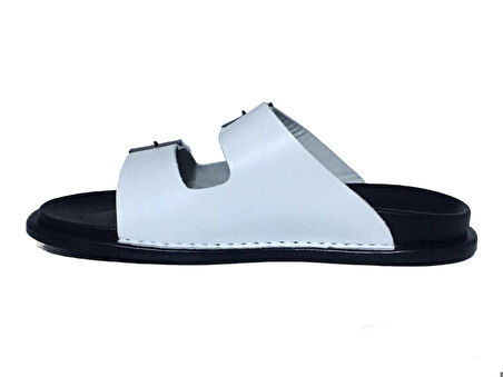 Taşpınar %100 Hakiki Deri Çift Tokalı Ayarlanabilir Erkek Yazlık Rahat Terlik 40-44