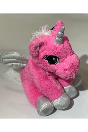 Unicorn Pembe Simli Parlak Peluş Uyku Arkadaşı Çocuk Oyuncak 40 cm