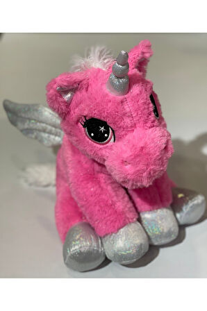 Unicorn Pembe Simli Parlak Peluş Uyku Arkadaşı Çocuk Oyuncak 40 cm