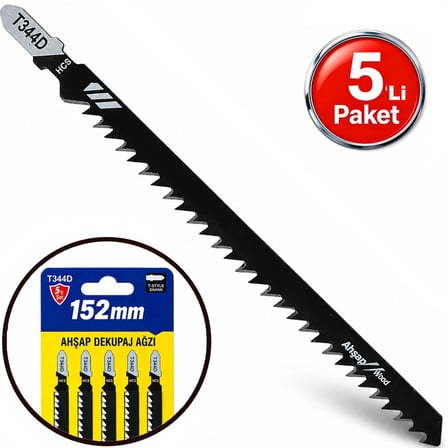 T344D Master Uzun Boy Dekupaj Testere Bıçağı Ucu 152mm Hcs Ahşap Plastik dekupaj Ağzı -5li paket