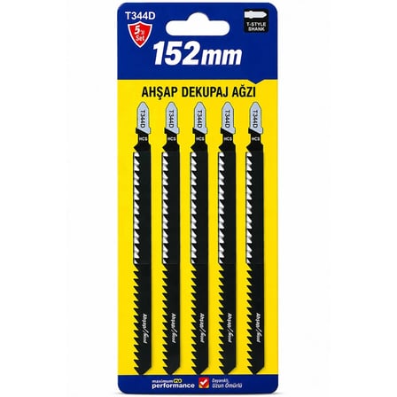 T344D Master Uzun Boy Dekupaj Testere Bıçağı Ucu 152mm Hcs Ahşap Plastik dekupaj Ağzı -5li paket