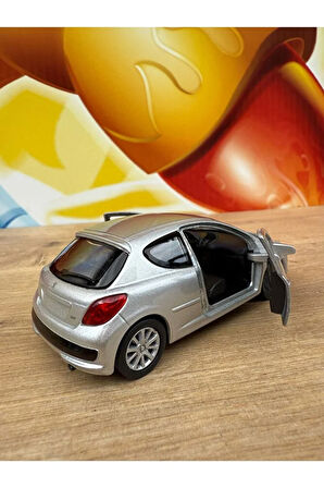 Peugeot 207 Diecast Model Araba Oyuncak Metal Model Araba Peugeot 207 Gri