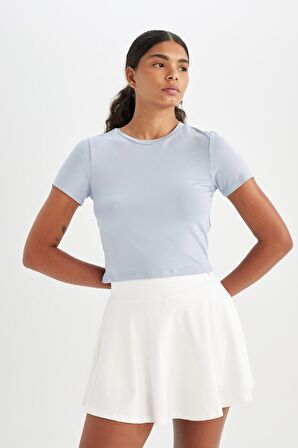 DeFactoFit Crop Bisiklet Yaka Sporcu Kısa Kollu Tişört D2200AX24AUBE748