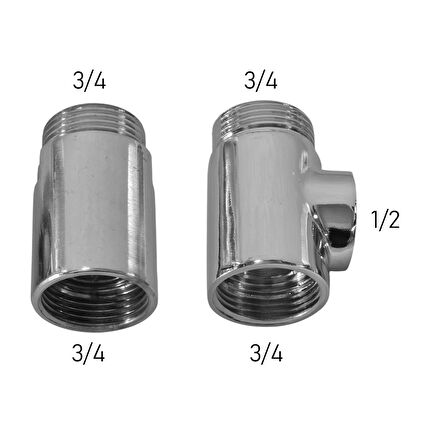 3/4 Delikli - Deliksiz Uzatma Seti Batarya Arkası Te Uzatma Ek Su Alma Takımı