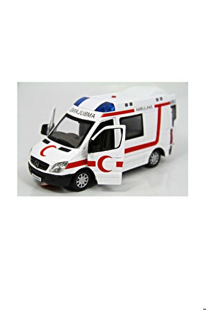 Sesli Işıklı Çek Bırak Metal Ambulans