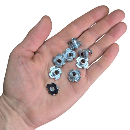 M6 Ağaç Somunu 6mm Tırnaklı Ahşap Çakma Somun  -20 Adet