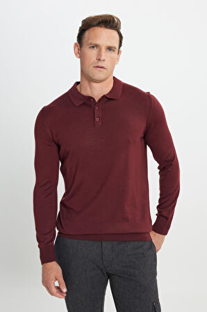 Standart Fit Normal Kesim Polo Yaka Triko Kazak
