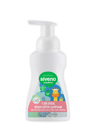 Siveno %100 Doğal Bebek Köpük Şampuanı Yenidoğan Saç ve Vücut İçin Nemlendirici Bitkisel Vegan 250 ml