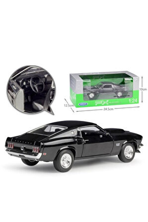 1969 Ford Mustang Boss 429 Siyah 1:24 Model Araba