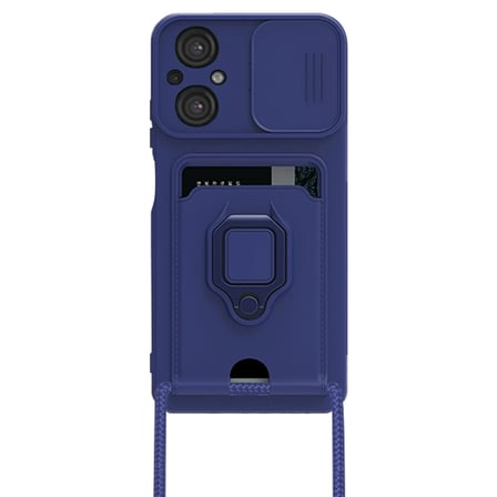 Xiaomi Poco M5 Kılıf Zuma Kartvizitli Yüzüklü Silikon - Lacivert
