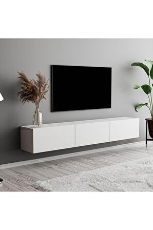 1230 SOLE 3 KAPAKLI KULPSUZ 180 CM TV ÜNİTESİ BEYAZ