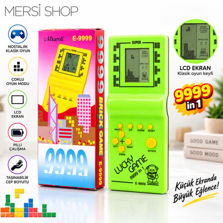 Klasik Blok Oyunu El Konsolu Pilli LCD Ekranlı Nostaljik Elektronik Cep Oyuncağı
