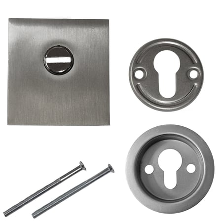 Kare Çelik Kapı Rozeti Çelik Emniyet Aynası Metal Koruma Kapağı Seti Saten Gri