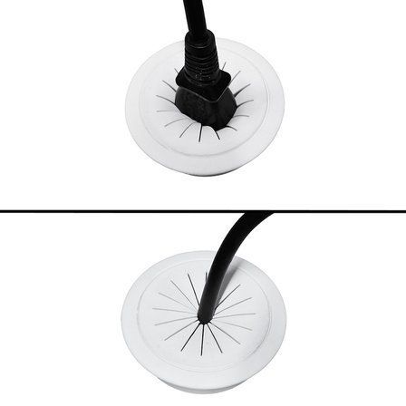 Masa Üstü Beyaz Kablo Kanalı Kapağı Deliği Kapatma Gizleyici 6cm Yuvarlak Kapak -2 Adet