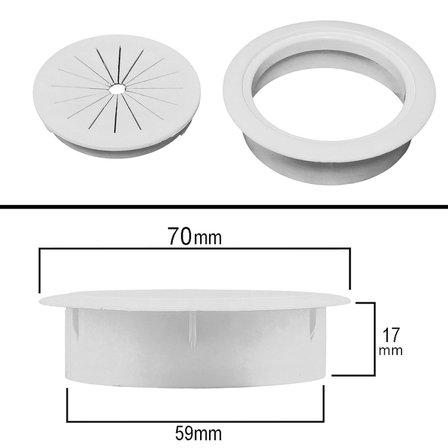 Masa Üstü Beyaz Kablo Kanalı Kapağı Deliği Kapatma Gizleyici 6cm Yuvarlak Kapak -2 Adet