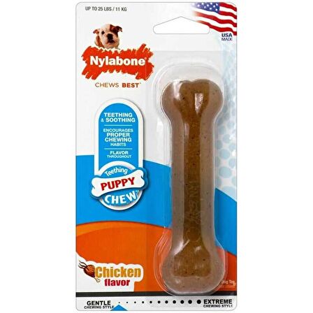 Nylabone Tavuk Aromalı Yavru Köpek Çiğneme Kemiği S