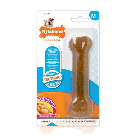 Nylabone Tavuk Aromalı Yavru Köpek Çiğneme Kemiği M