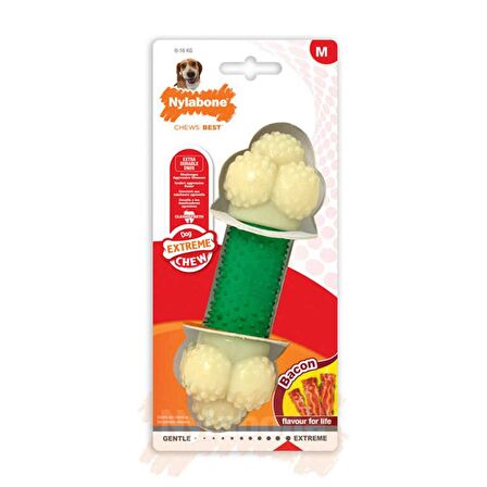 Nylabone Ec Double Action Domuz Pastırması Aromalı Köpek Çiğneme Kemiği M