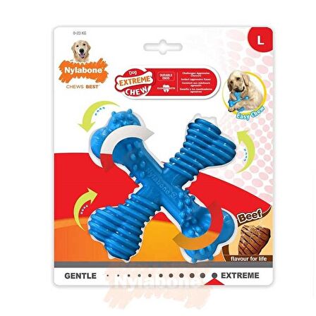 Nylabone Ec x Biftek Aromalı Köpek Çiğneme Kemiği L