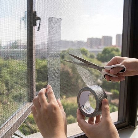 Yapışkan Sineklik Tülü Tamir Bandı 2 Metre x 48 mm Sinek Teli Yaması Yırtık Delik Onarım Bantı