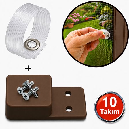 Kahve Sineklik Kulp Seti Şeffaf Tutma Halkası Kaldırma Çekme Kulbu Takoz Seti -10 Takım
