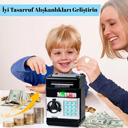 Şifreli Dijital Elektronik Kumbara Çocuklar İçin ATM Tipi Mini Kasa Para Tasarruf Kutusu