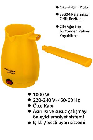Awox Caffeen Türk Kahvesi Makinesi Elektrikli Cezve Sarı