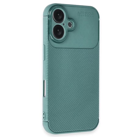 Apple iPhone 16 Kılıf Auto Focus Karbon Kapak - Koyu Yeşil