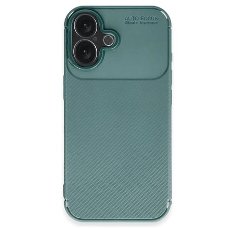 Apple iPhone 16 Kılıf Auto Focus Karbon Kapak - Koyu Yeşil