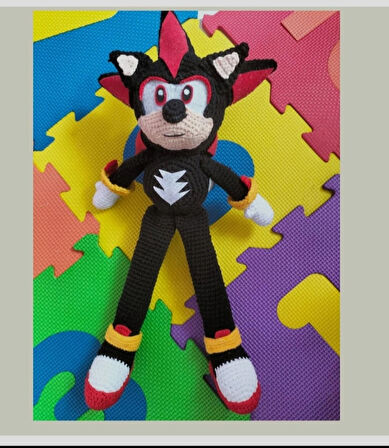 Amigurumi shadow oyuncak Sonic karakteri siyah sonic