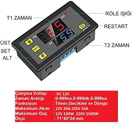 YATE10 T3230 12V/20A Timer Zaman Rölesi