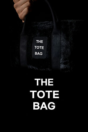 Siyah İnci Peluş Tote El ve Omuz Çantası