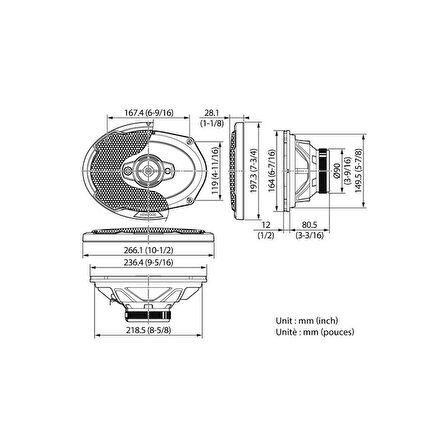 KENWOOD KFC-PS6986 Koaksiyel Hoparlör, 4-Way 6x9 Oval Maksimum Güç 600W RMS 140W